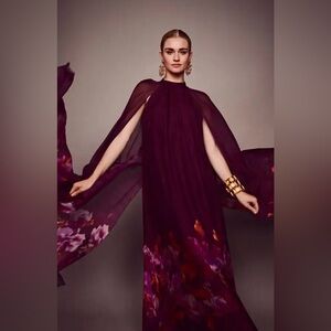 NWT $1,195 SACHIN & BABI TIANA GOWN IN MIXED BERRY IKAT BORDER 22W READ